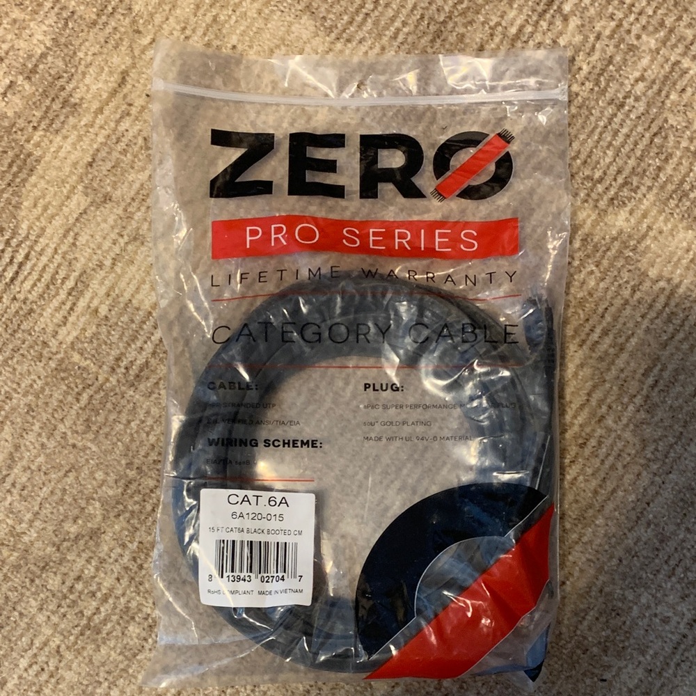Zero Pro Series CAT 6A Ethernet Cable